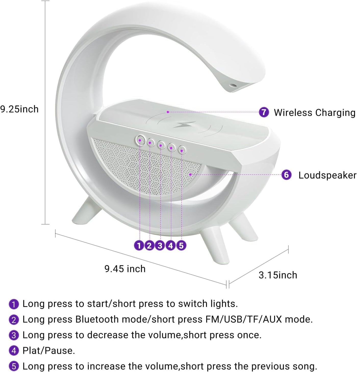 LED Speaker & Wireless Charger – RGB Night Lamp